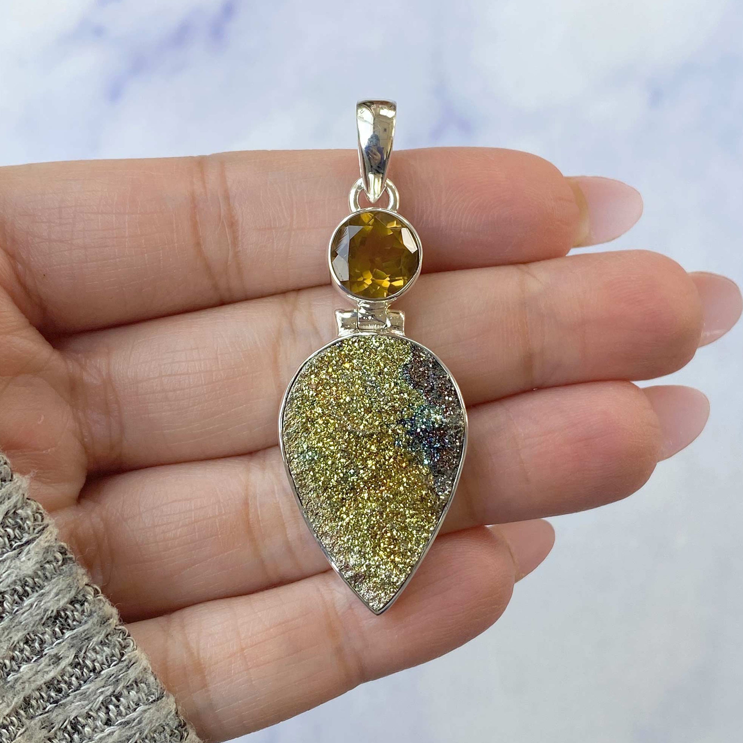 Spectropyrite Druzy Pendant-(SPD-P-28.)