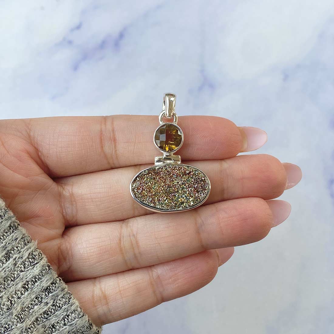 Spectropyrite Druzy Pendant-(SPD-P-29.)