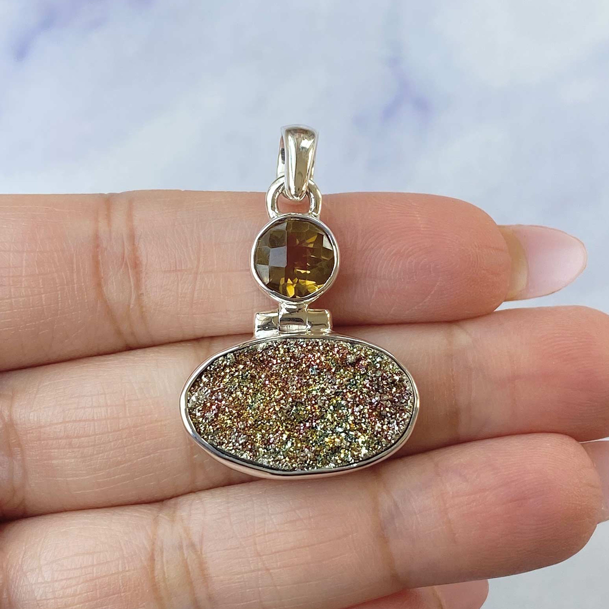 Spectropyrite Druzy Pendant-(SPD-P-29.)