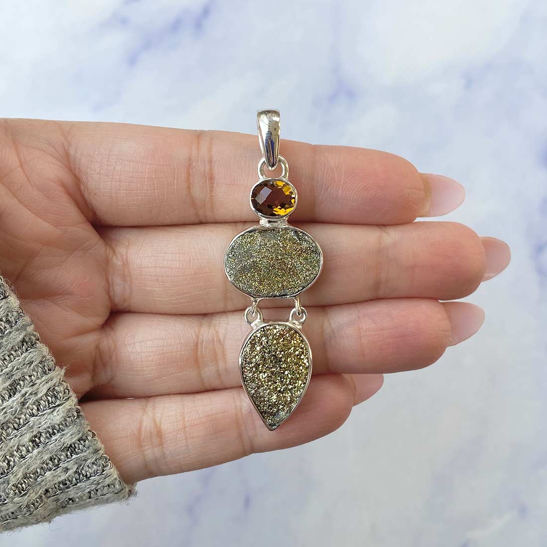 Spectropyrite Druzy Pendant-(SPD-P-30.)