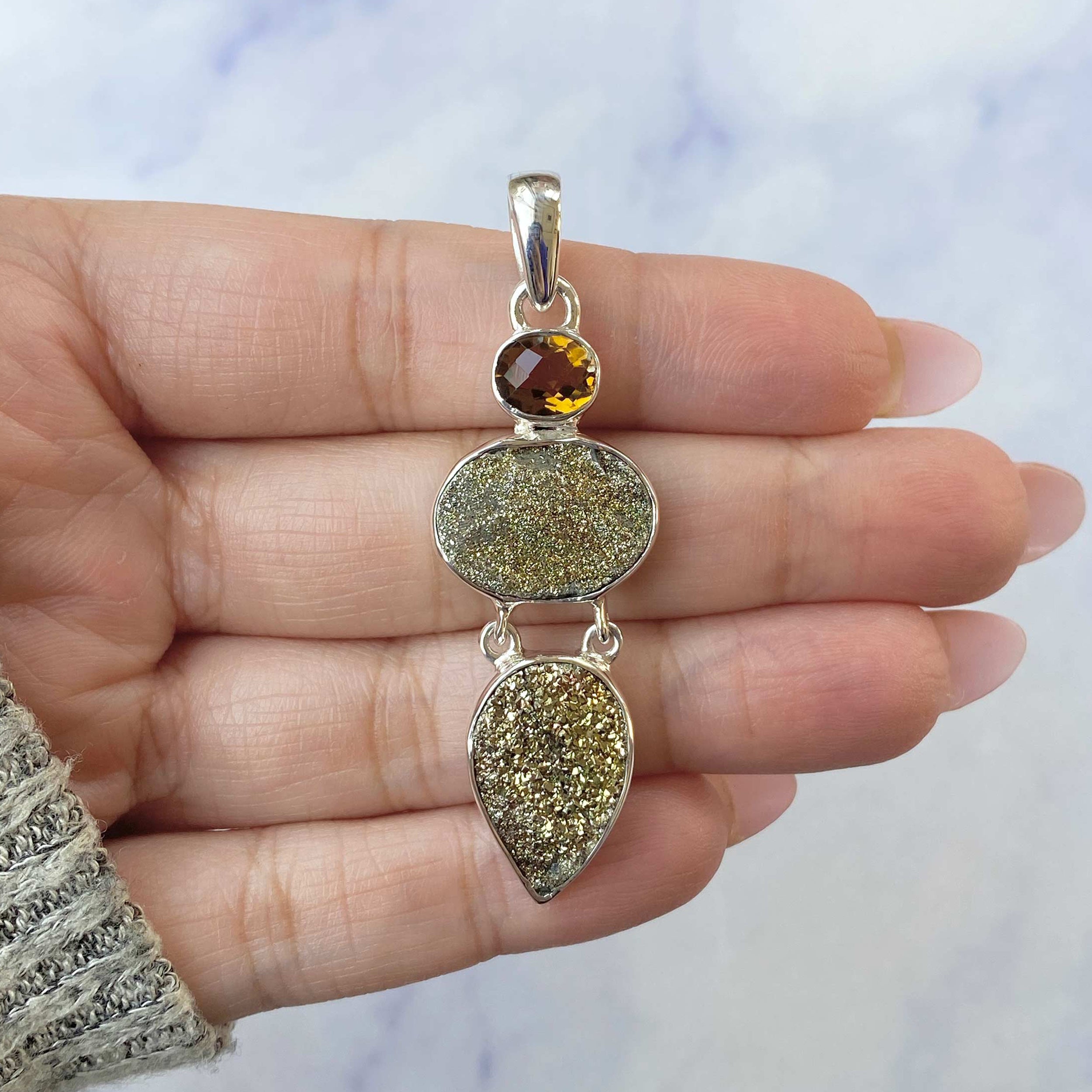 Spectropyrite Druzy Pendant-(SPD-P-30.)