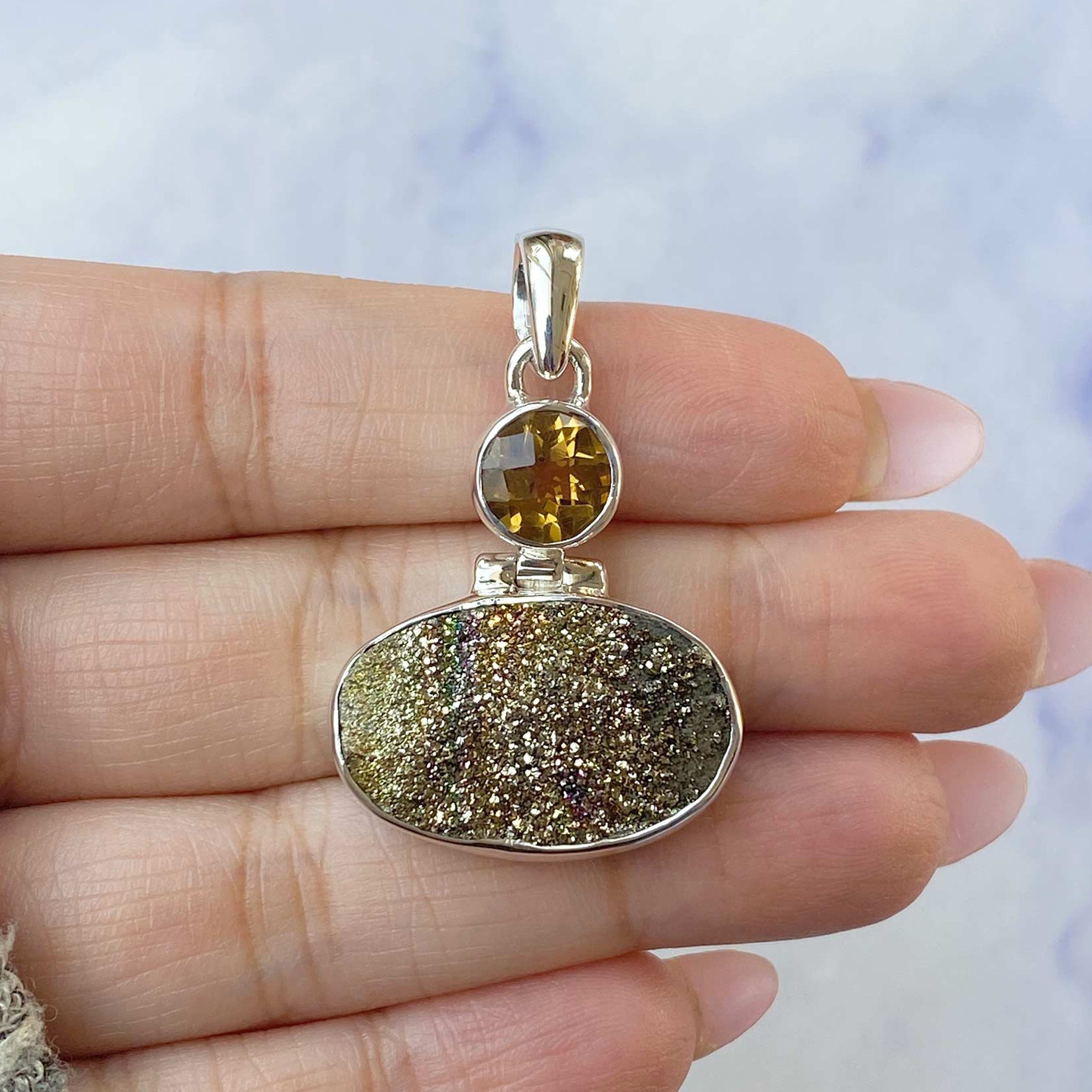 Spectropyrite Druzy Pendant-(SPD-P-31.)