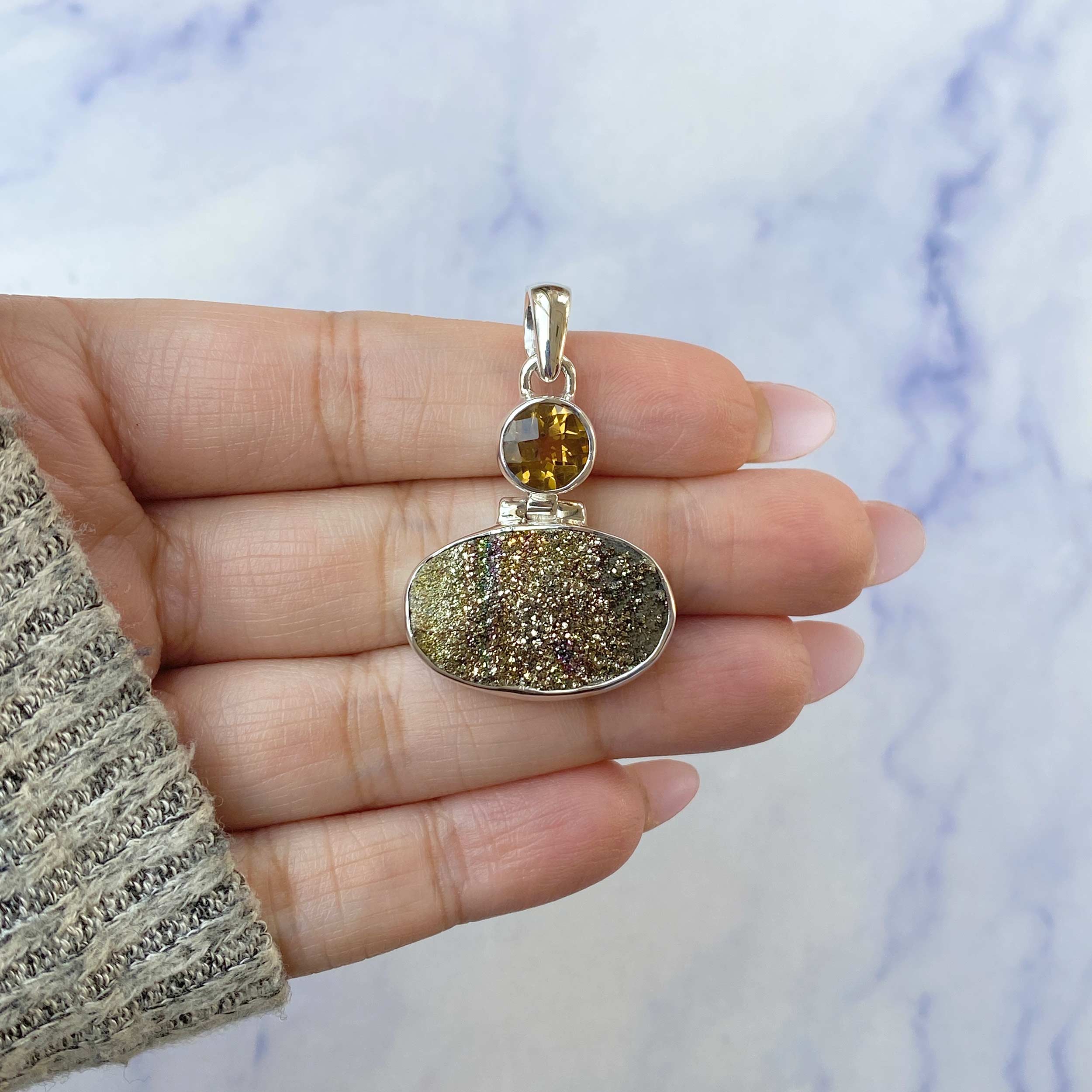 Spectropyrite Druzy Pendant-(SPD-P-32.)