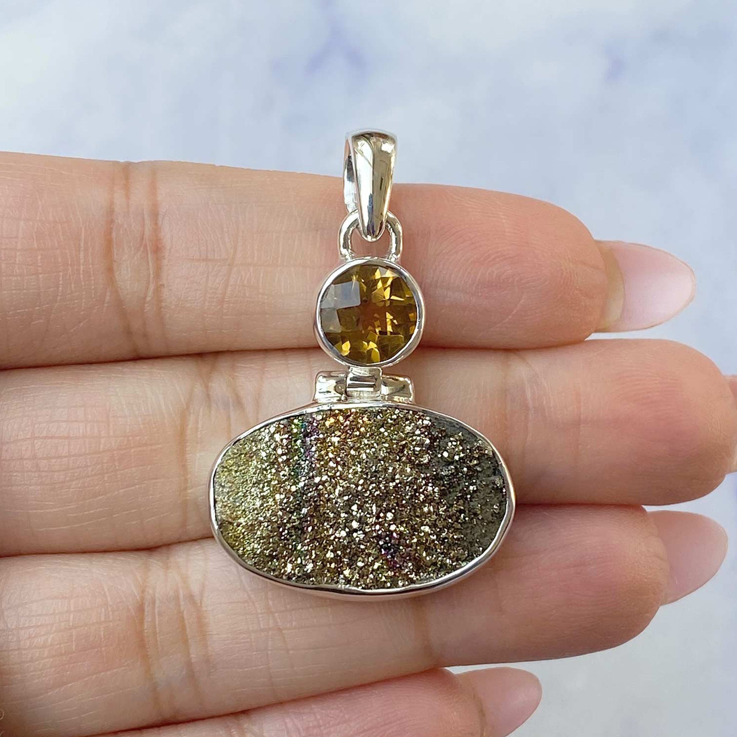 Spectropyrite Druzy Pendant-(SPD-P-32.)