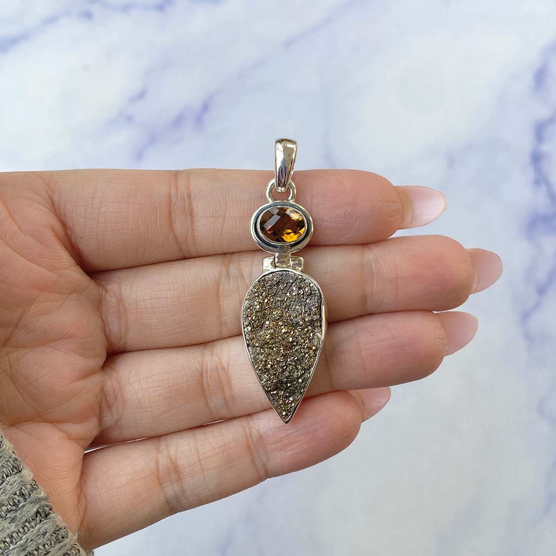 Spectropyrite Druzy Pendant-(SPD-P-33.)