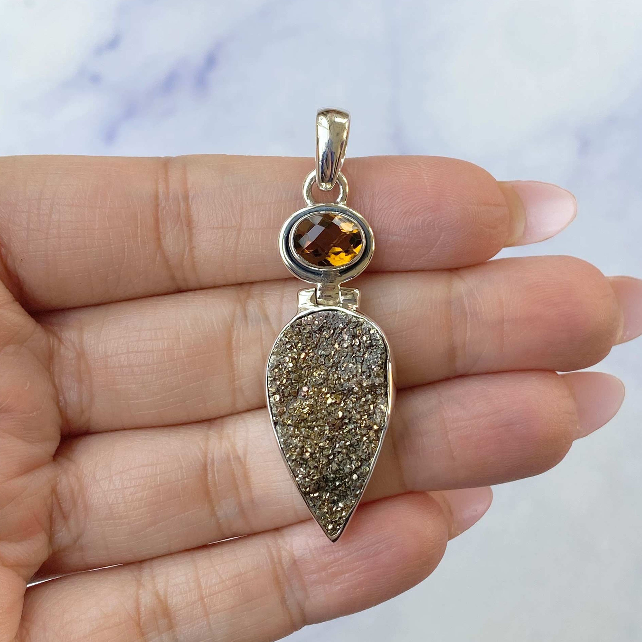 Spectropyrite Druzy Pendant-(SPD-P-33.)