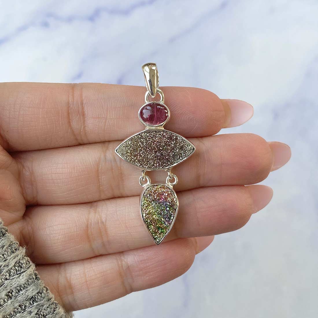 Spectropyrite Druzy Pendant-(SPD-P-35.)