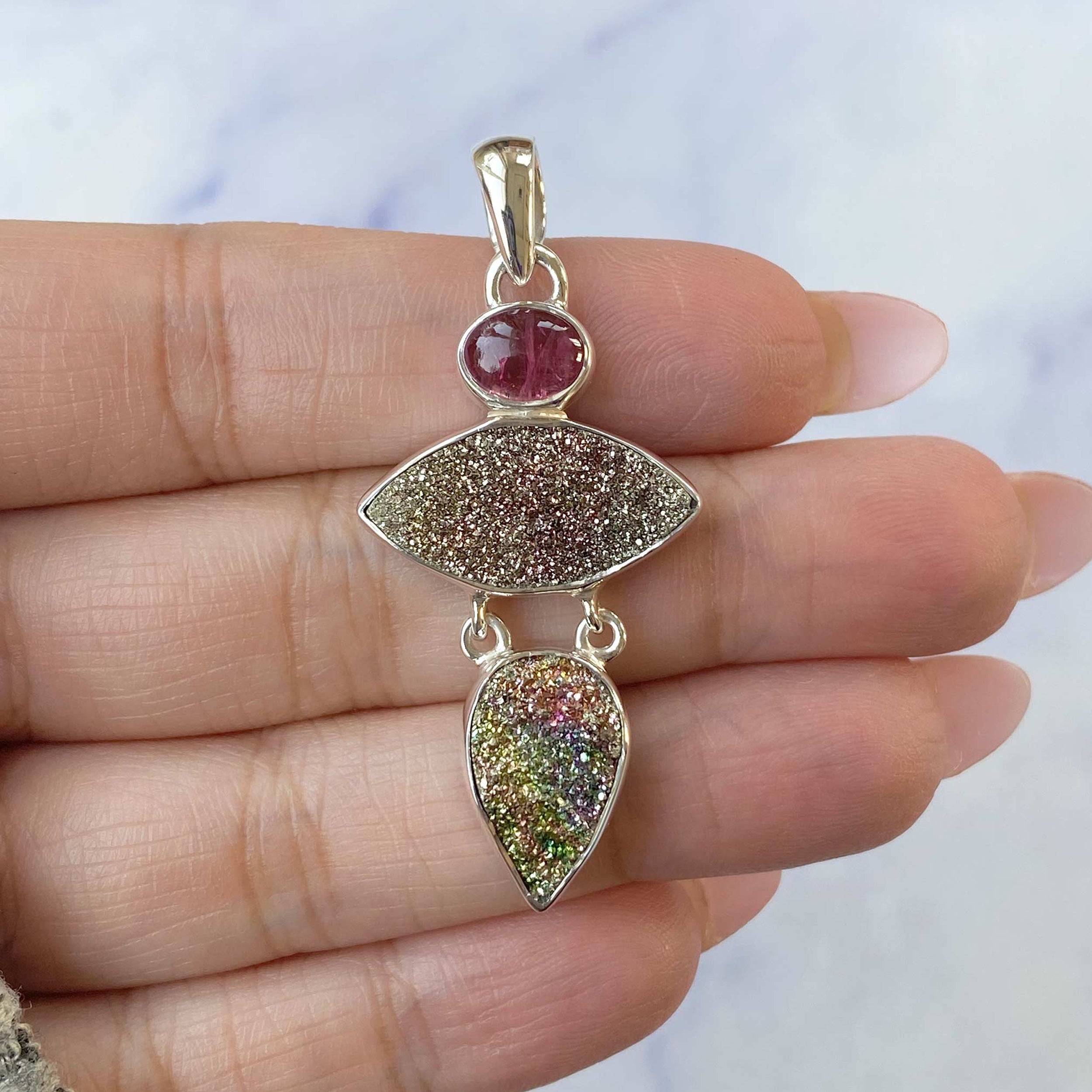 Spectropyrite Druzy Pendant-(SPD-P-35.)