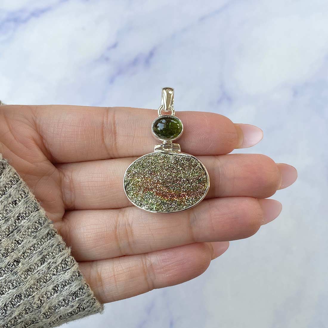 Spectropyrite Druzy Pendant-(SPD-P-36.)