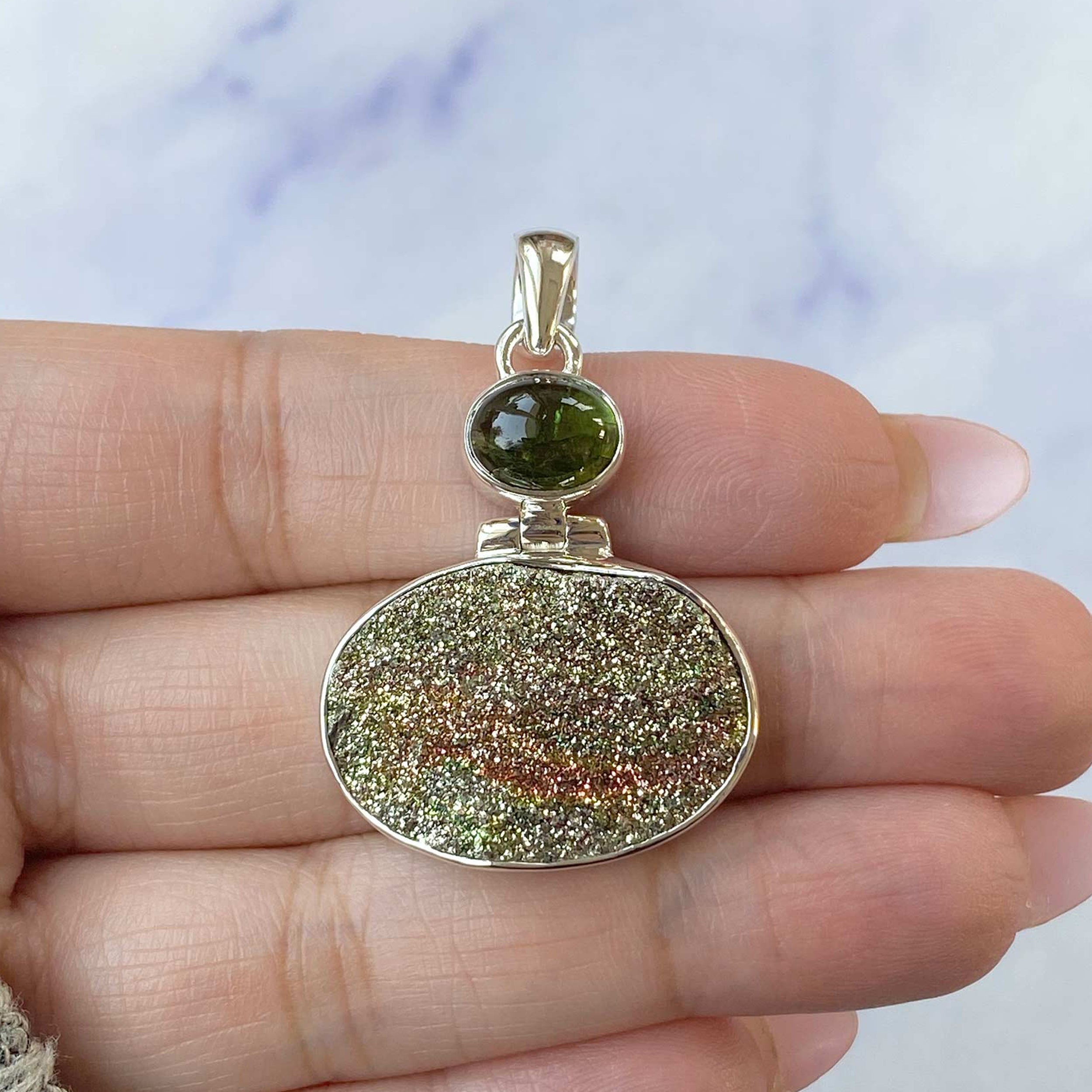 Spectropyrite Druzy Pendant-(SPD-P-36.)