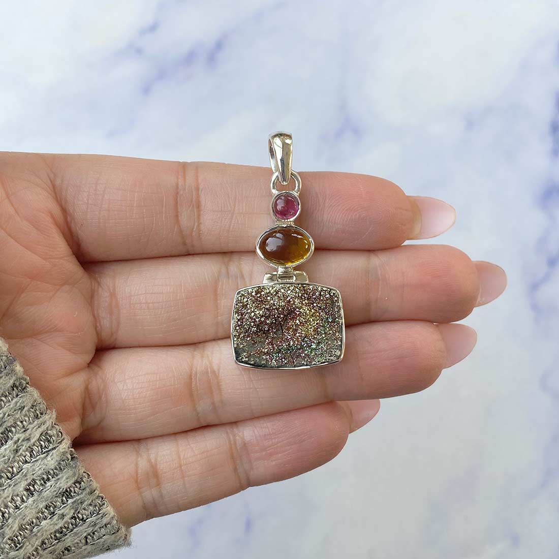 Spectropyrite Druzy Pendant-(SPD-P-37.)
