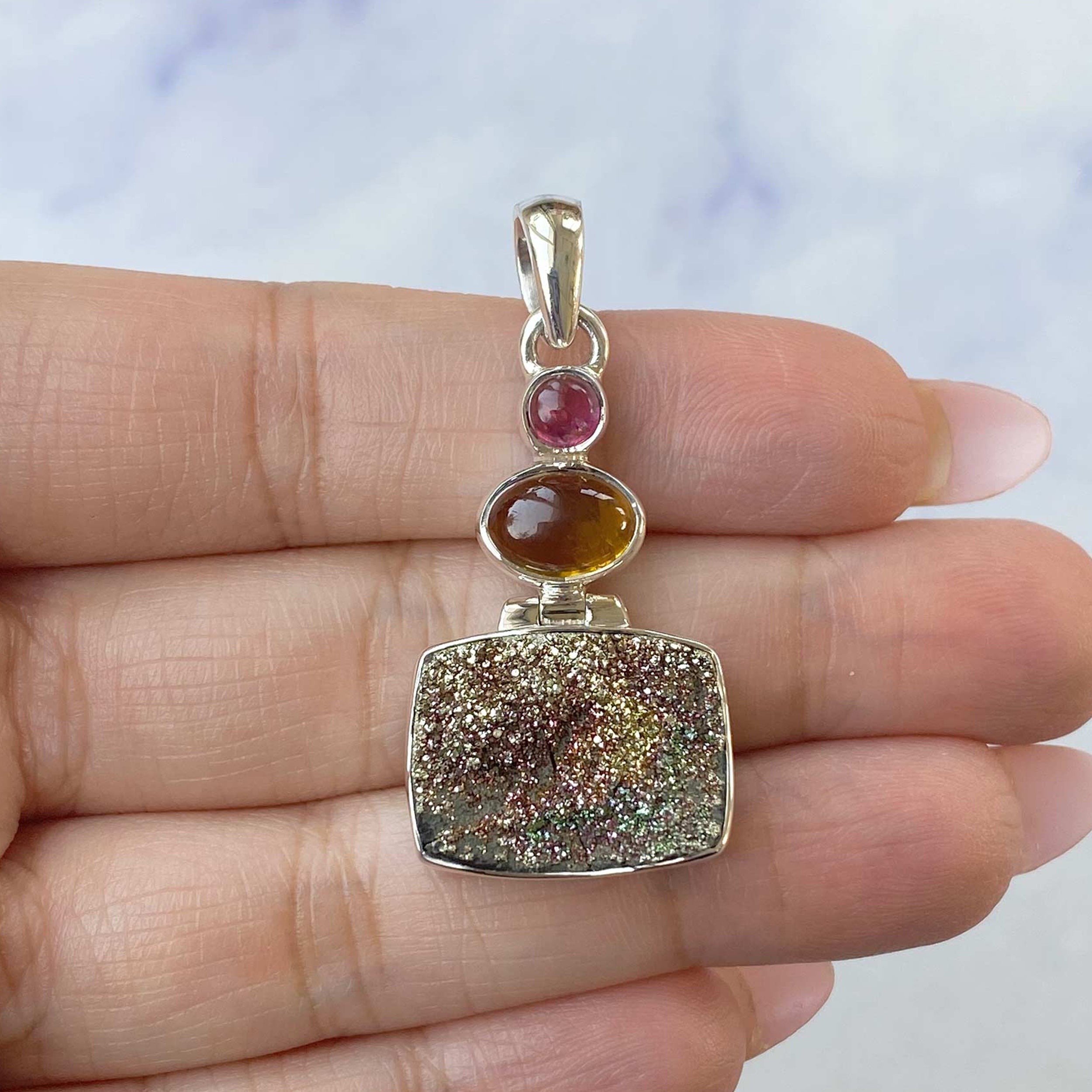 Spectropyrite Druzy Pendant-(SPD-P-37.)