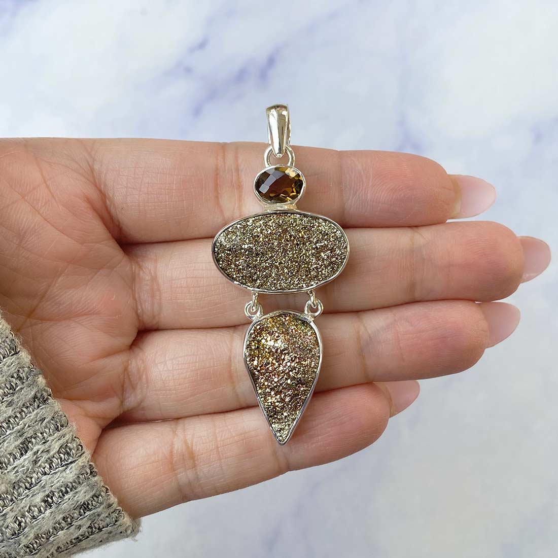 Spectropyrite Druzy Pendant-(SPD-P-38.)