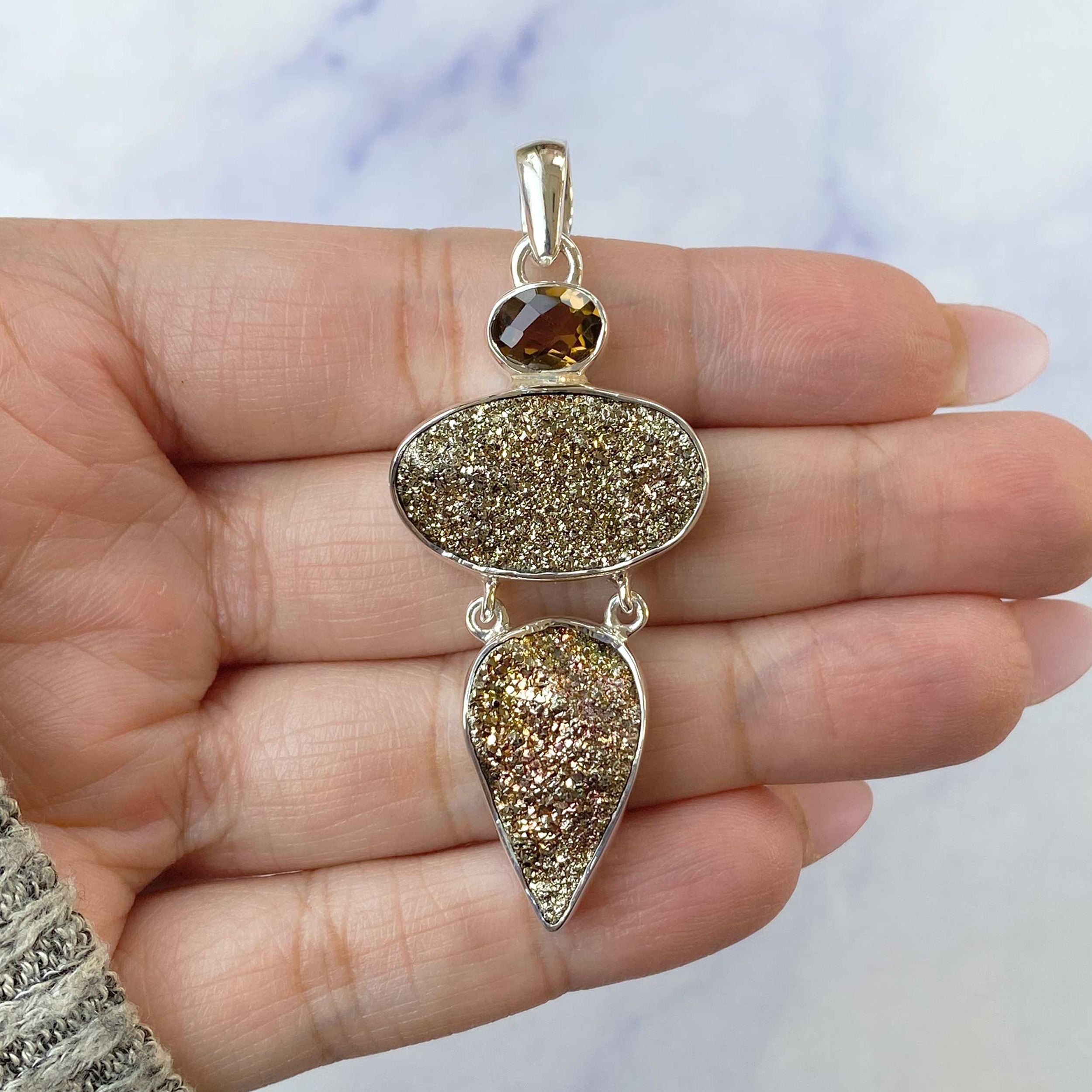 Spectropyrite Druzy Pendant-(SPD-P-38.)
