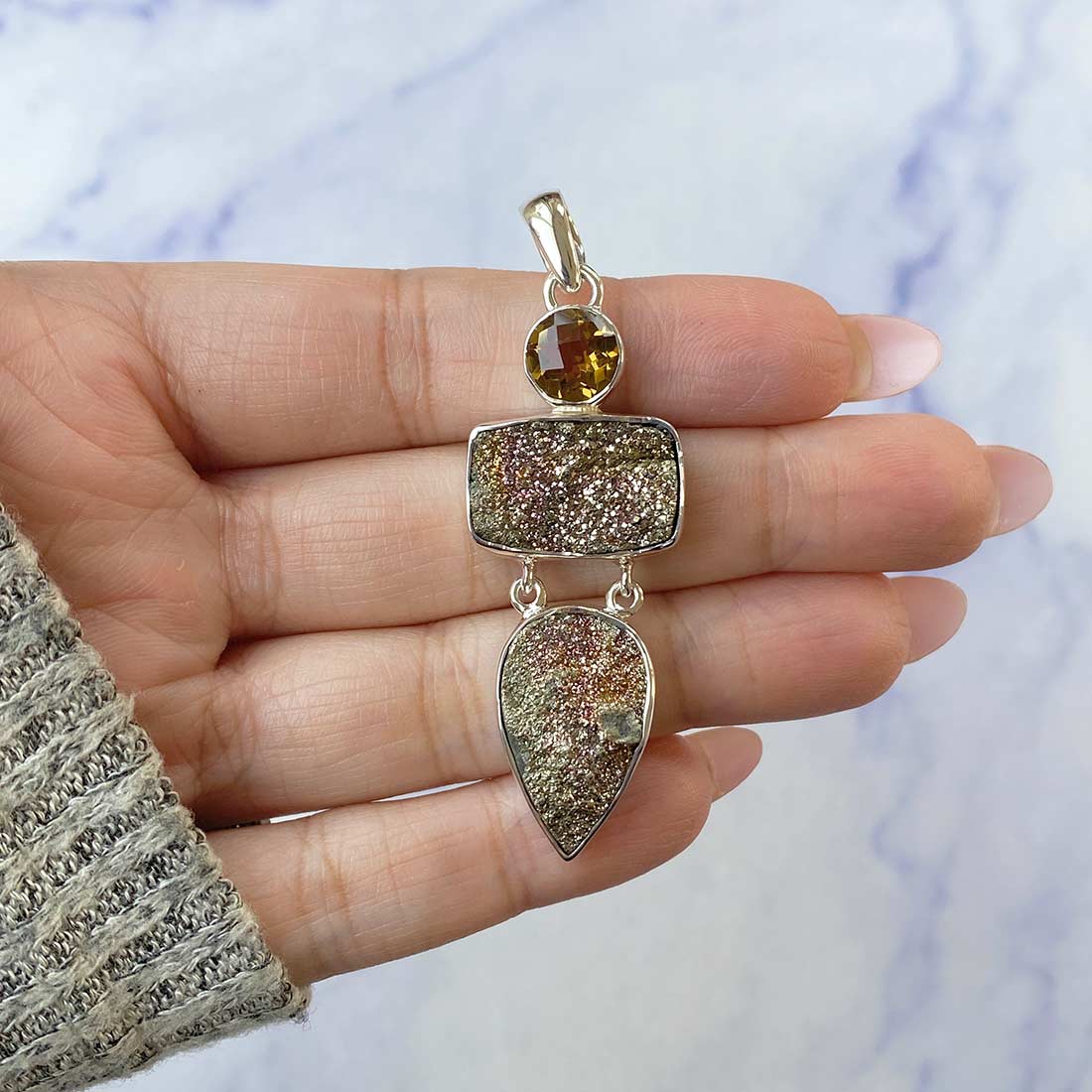 Spectropyrite Druzy Pendant-(SPD-P-39.)