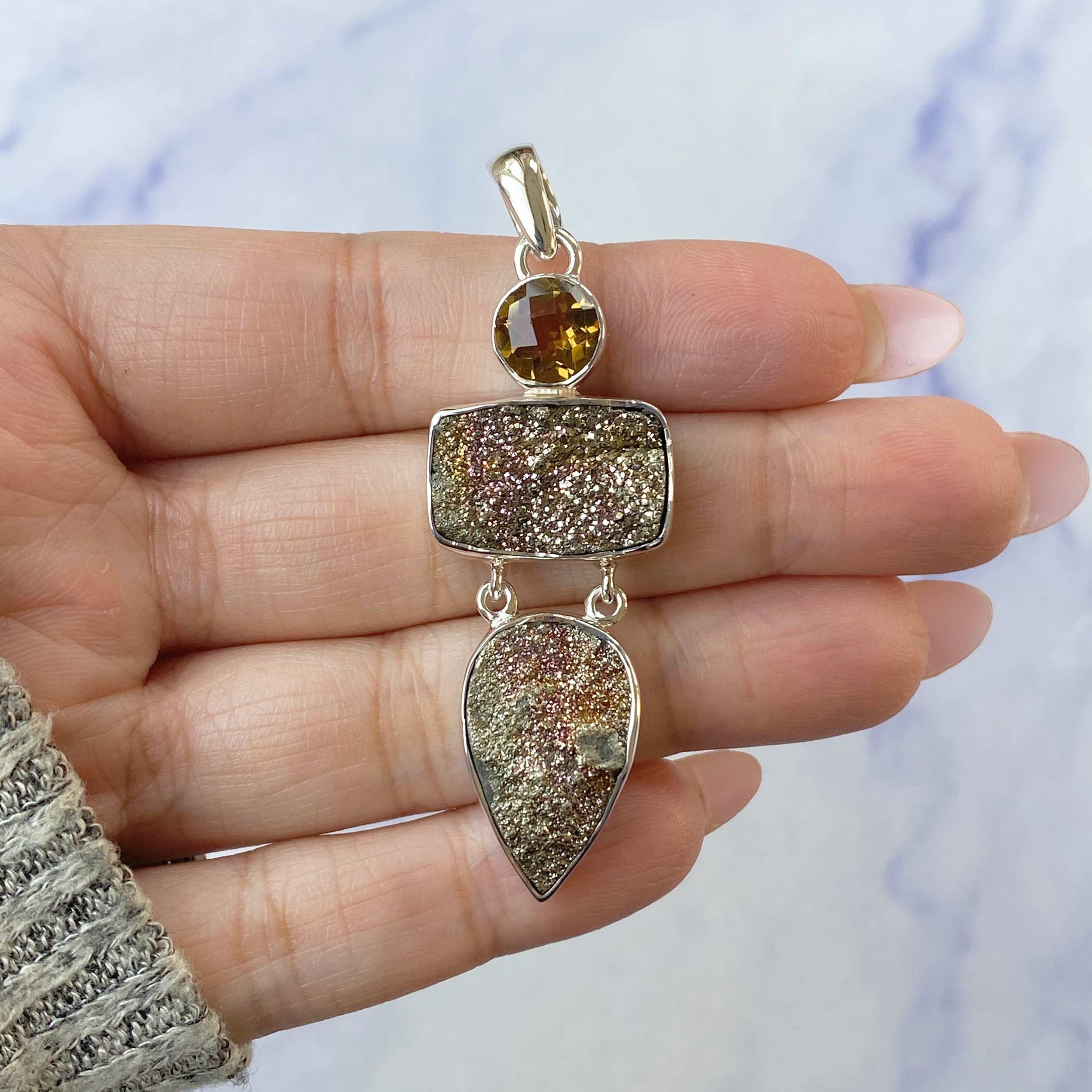Spectropyrite Druzy Pendant-(SPD-P-39.)