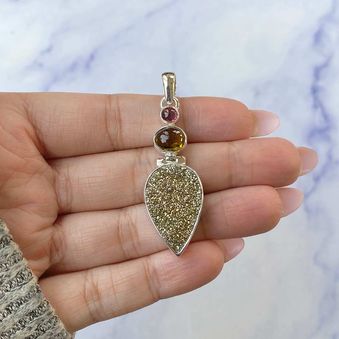Spectropyrite Druzy Pendant-(SPD-P-41.)