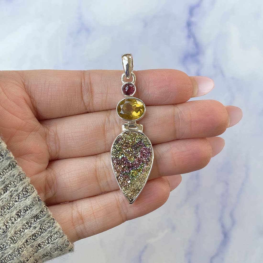Spectropyrite Druzy Pendant-(SPD-P-42.)