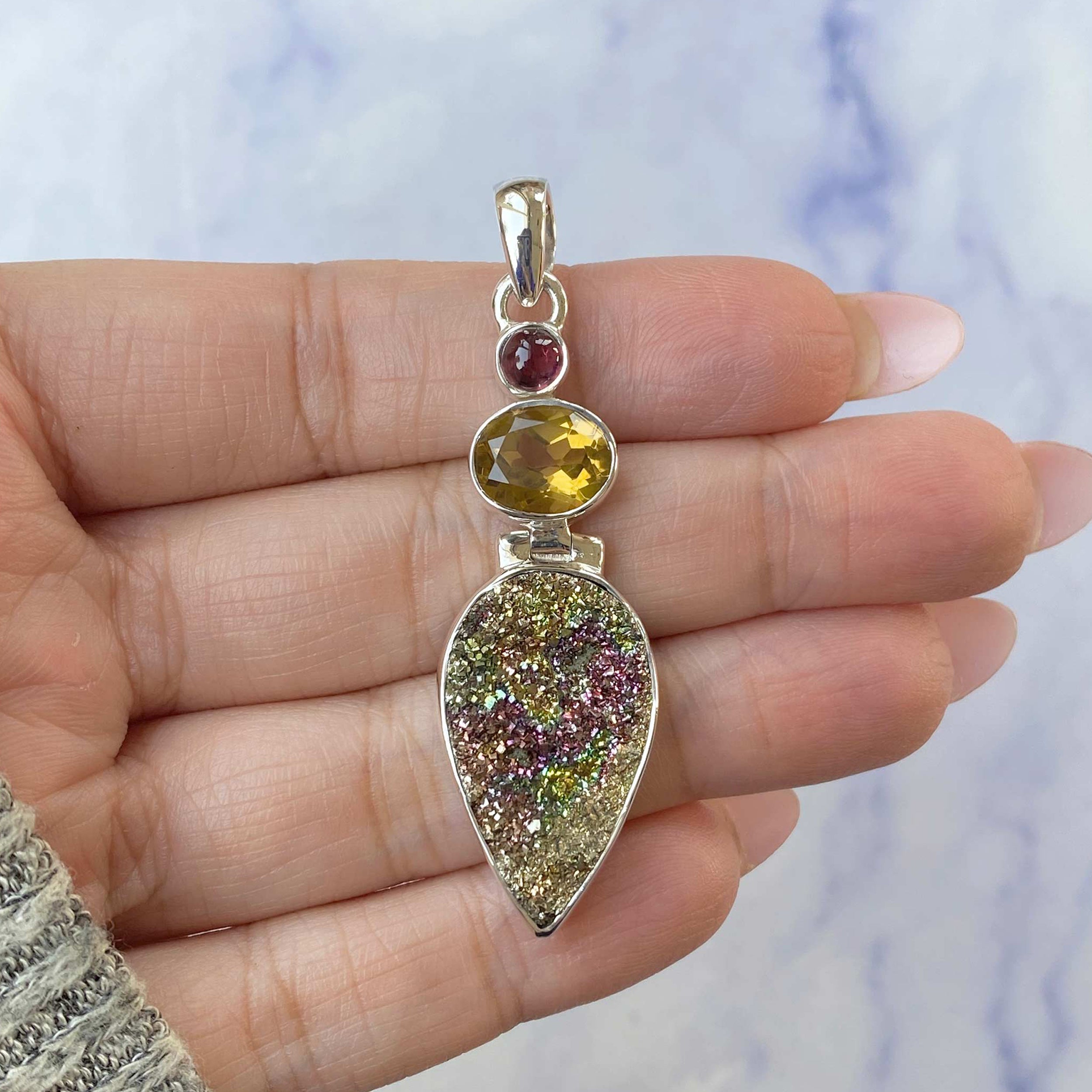 Spectropyrite Druzy Pendant-(SPD-P-42.)
