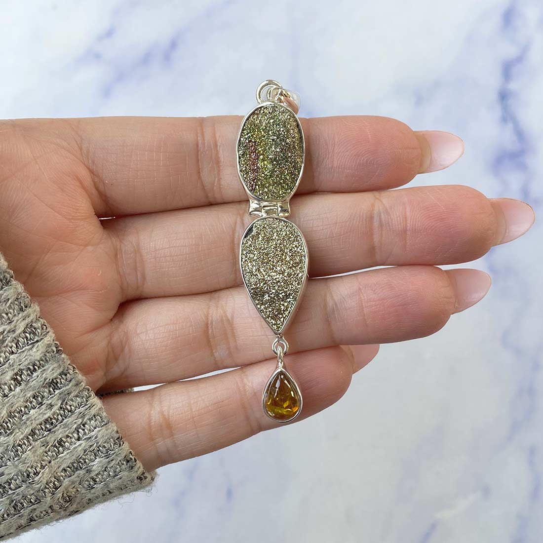 Spectropyrite Druzy Pendant-(SPD-P-45.)