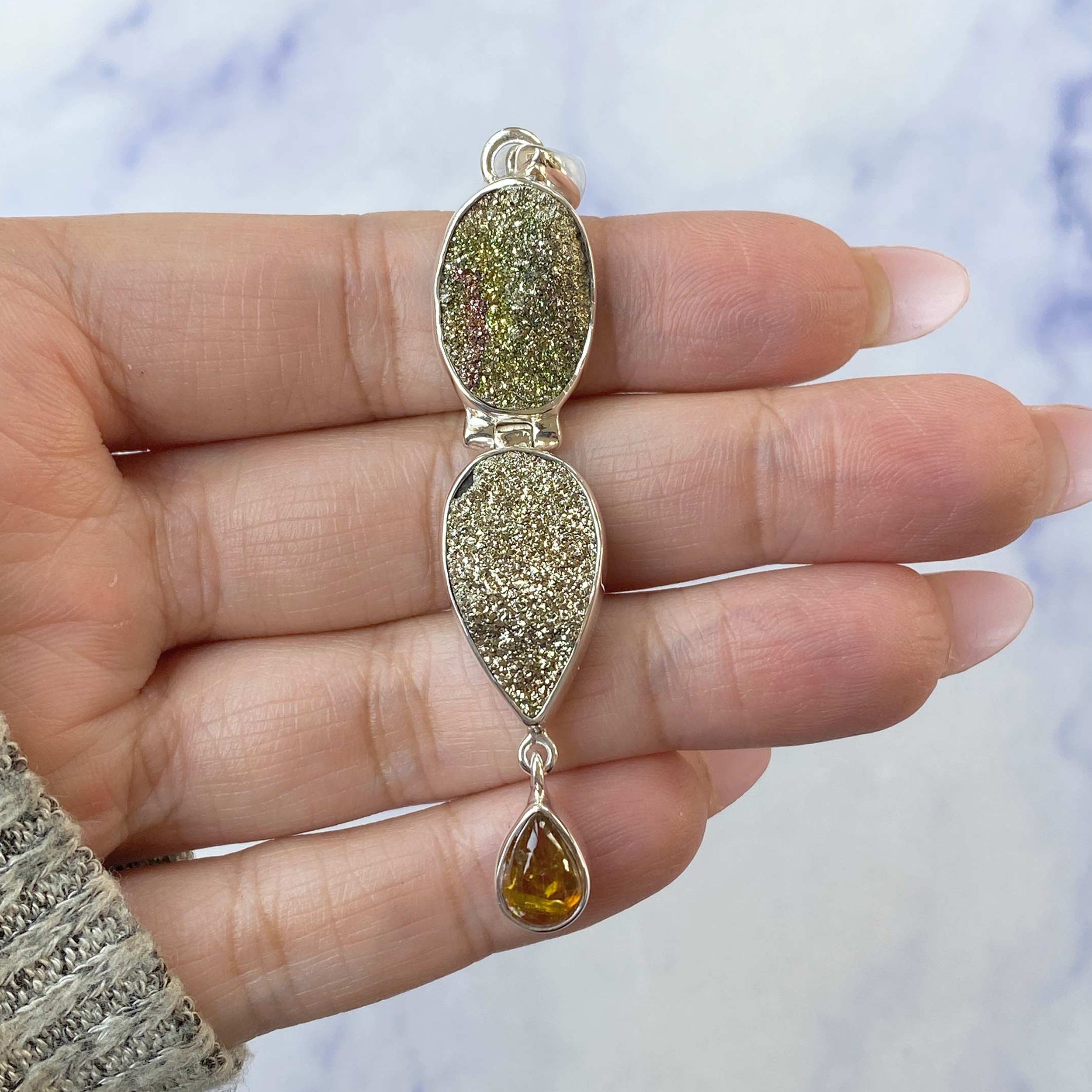 Spectropyrite Druzy Pendant-(SPD-P-45.)