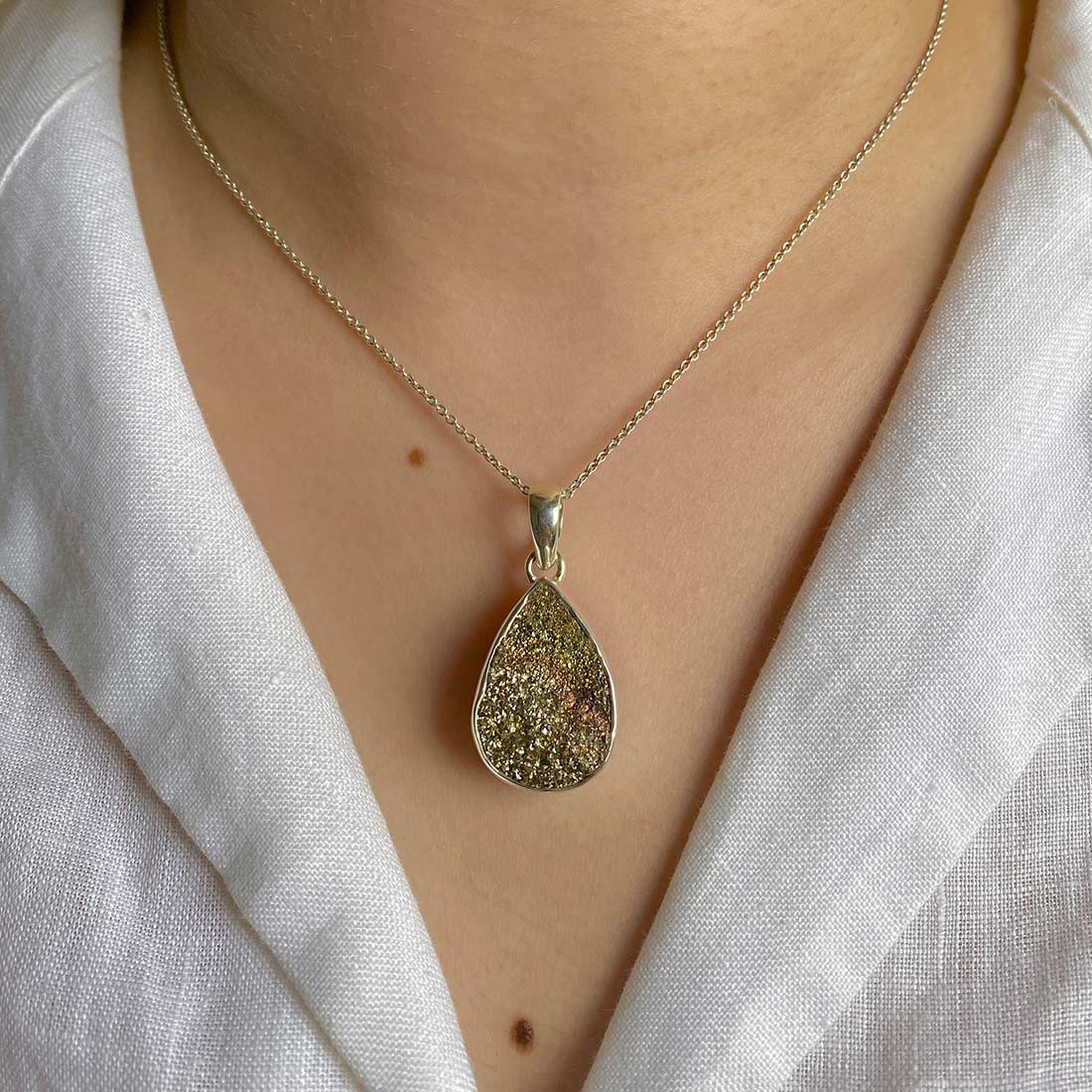 Spectropyrite Druzy Pendant-(SPD-P-7.)