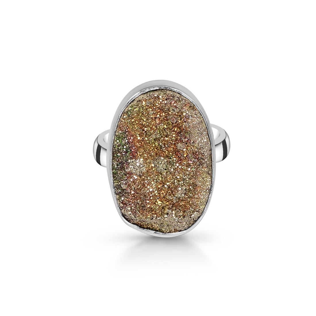 Spectropyrite Druzy Adjustable Ring-(SPD-R-10)