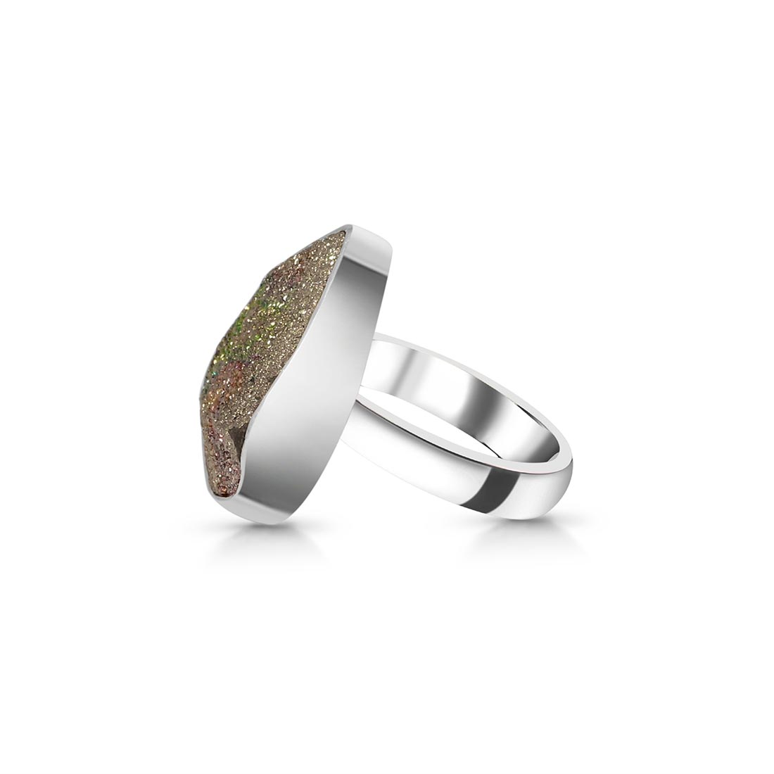 Spectropyrite Druzy Adjustable Ring-(SPD-R-11.)
