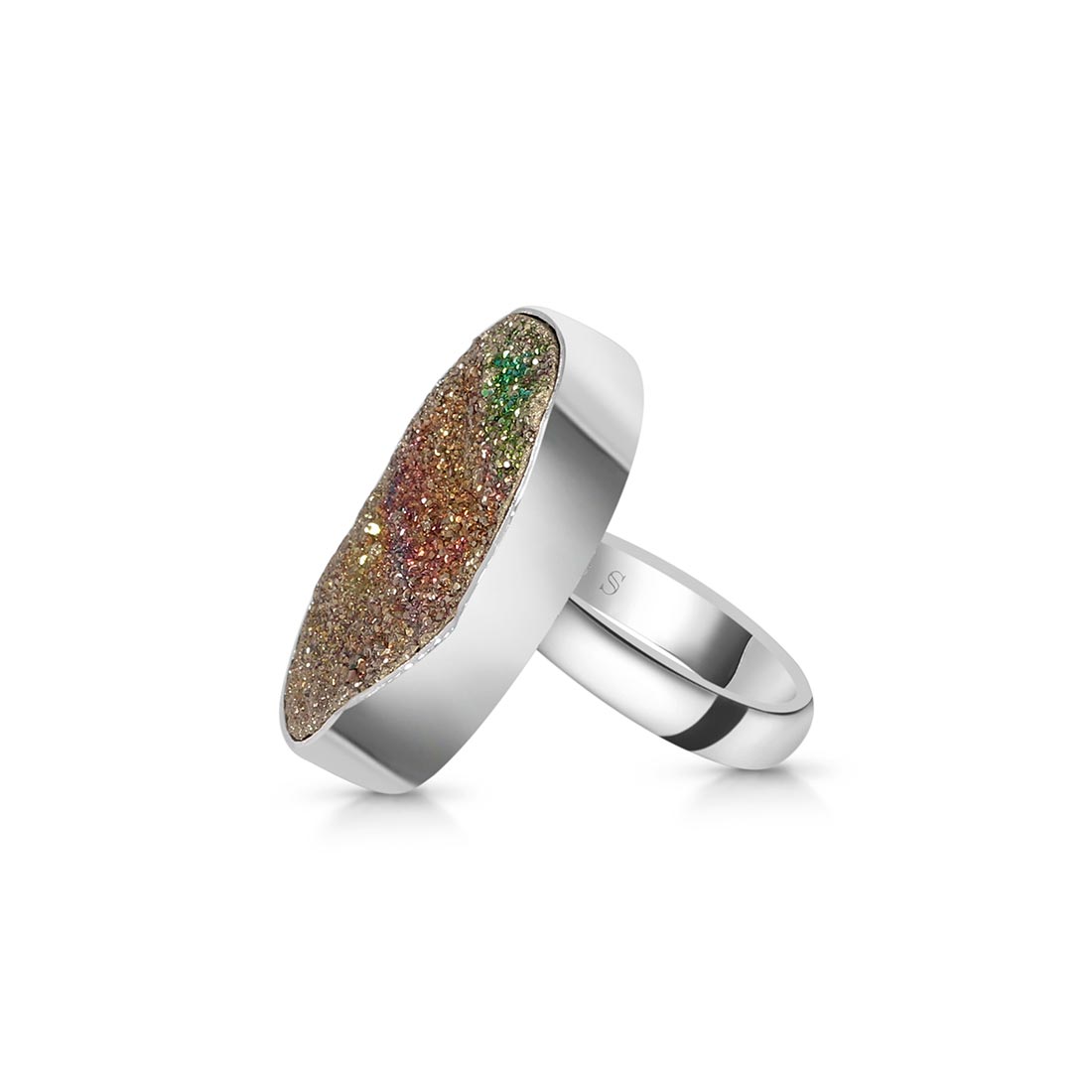 Spectropyrite Druzy Adjustable Ring-(SPD-R-12.)