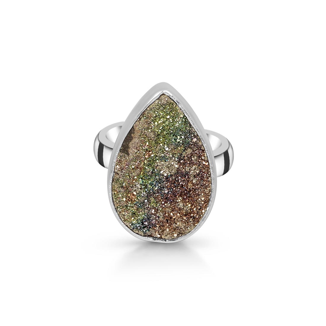 Spectropyrite Druzy Adjustable Ring-(SPD-R-13)