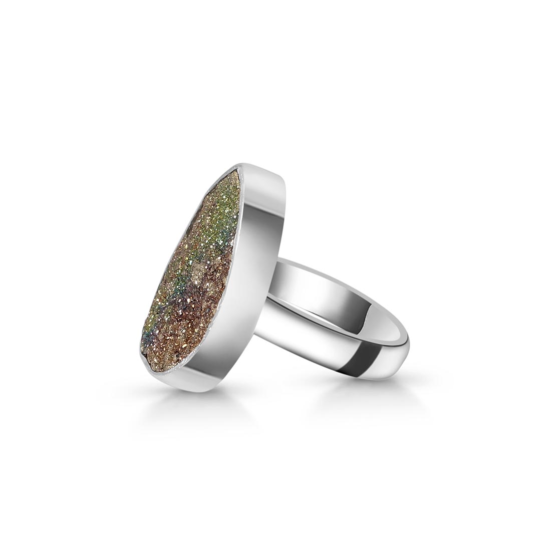 Spectropyrite Druzy Adjustable Ring-(SPD-R-13)