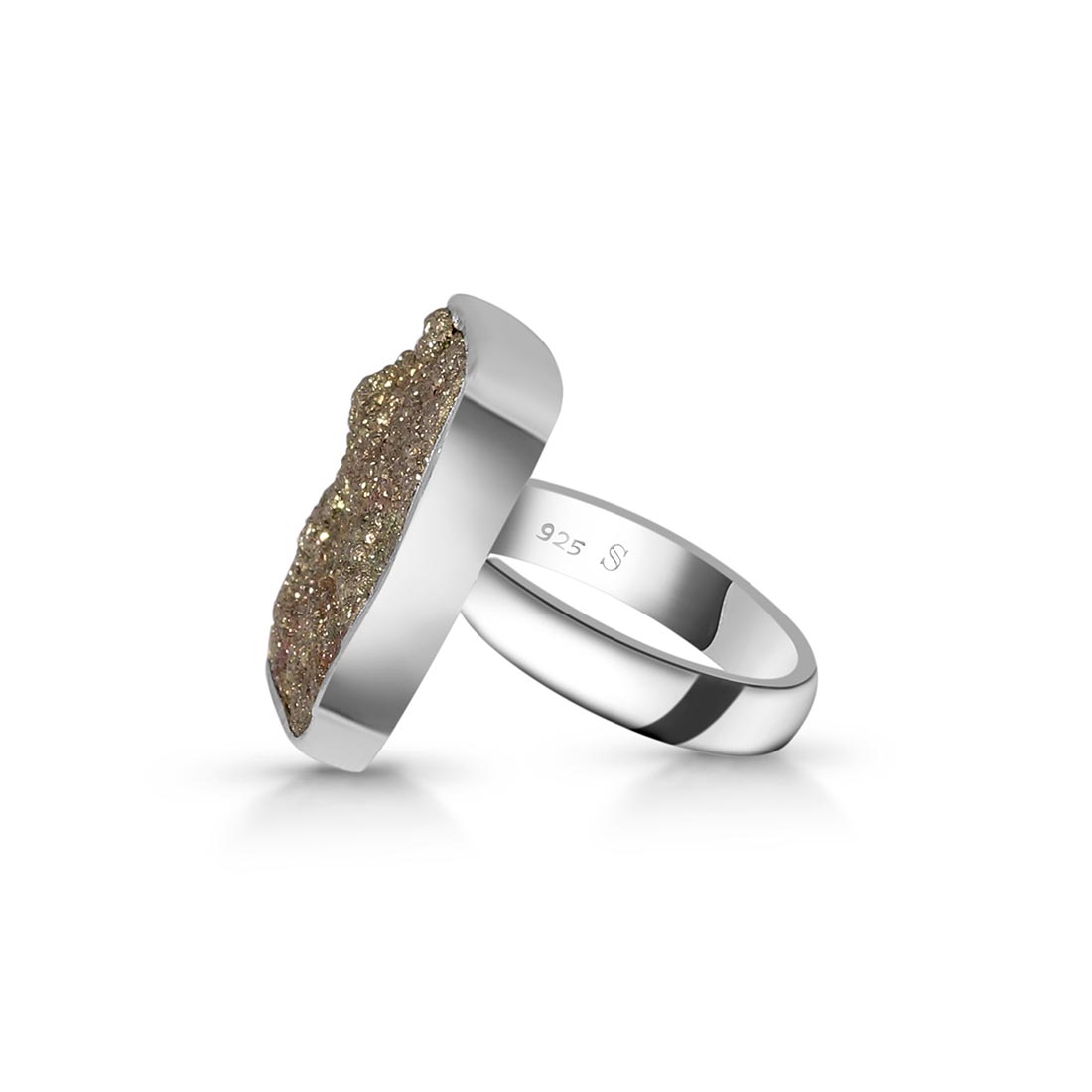 Spectropyrite Druzy Adjustable Ring-(SPD-R-14.)