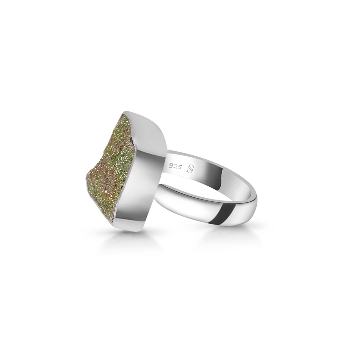 Spectropyrite Druzy Adjustable Ring-(SPD-R-17.)