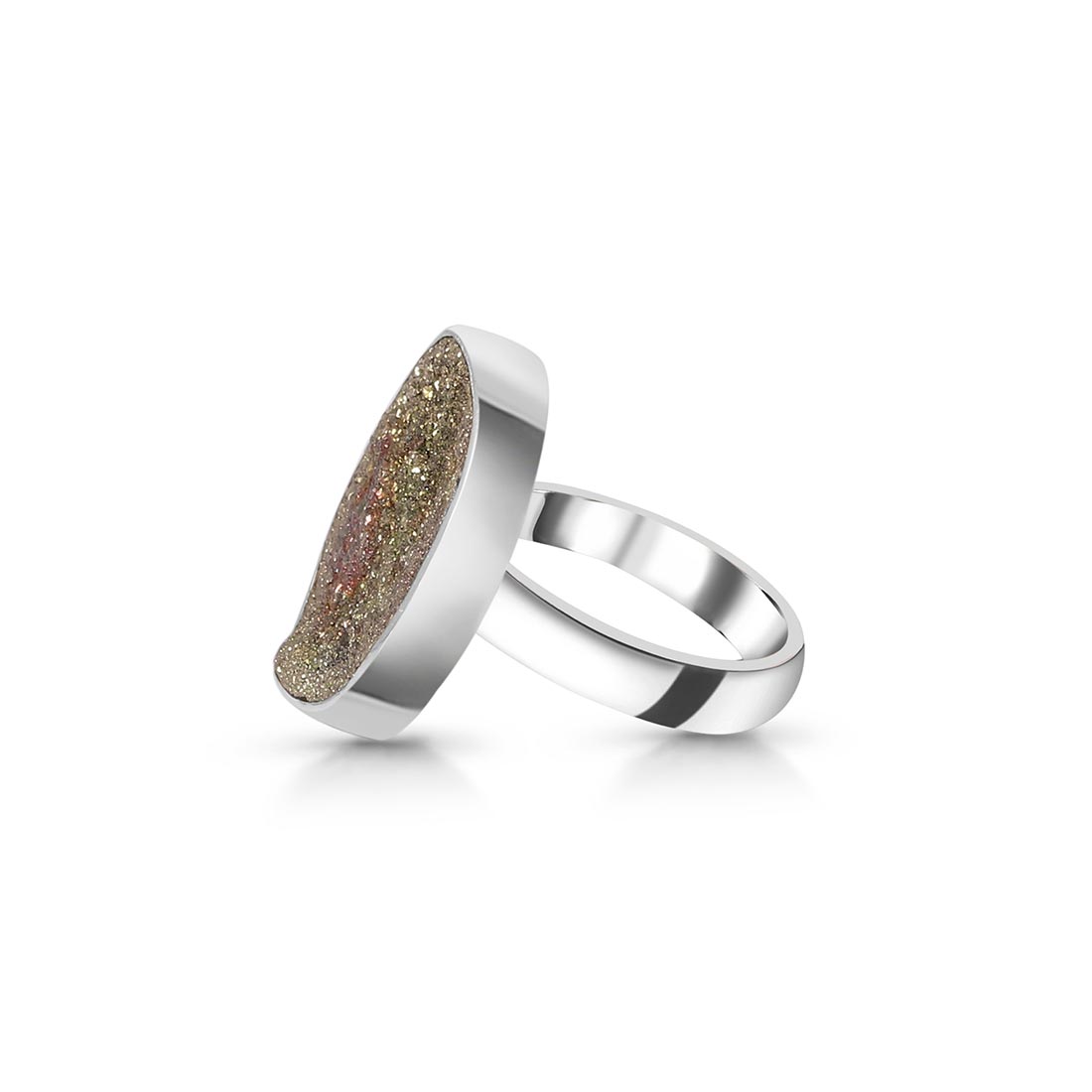 Spectropyrite Druzy Adjustable Ring-(SPD-R-18.)