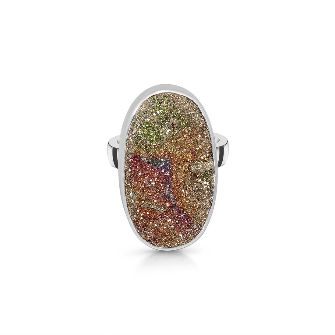 Spectropyrite Druzy Adjustable Ring-(SPD-R-19)