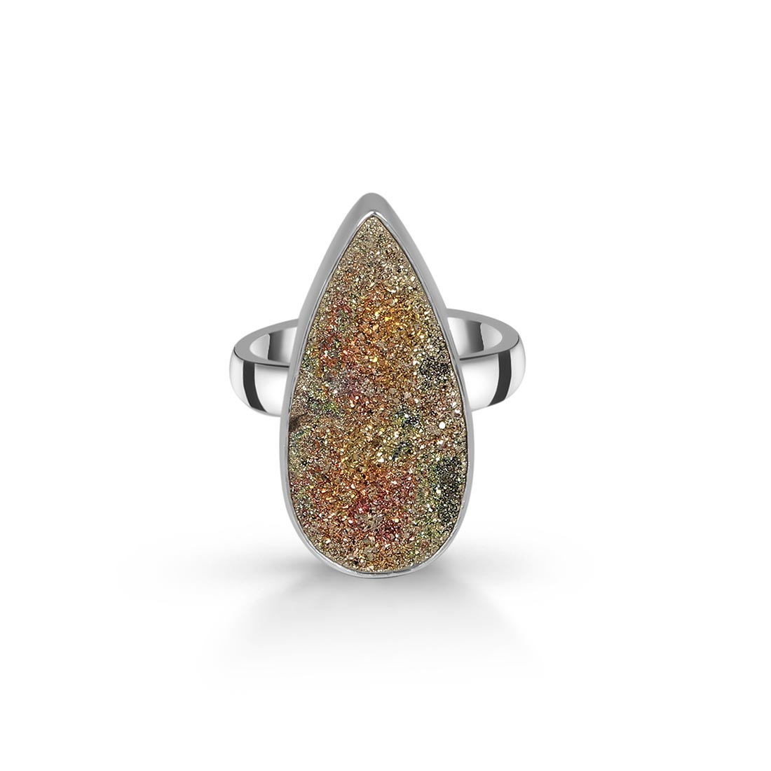 Spectropyrite Druzy Adjustable Ring-(SPD-R-20)