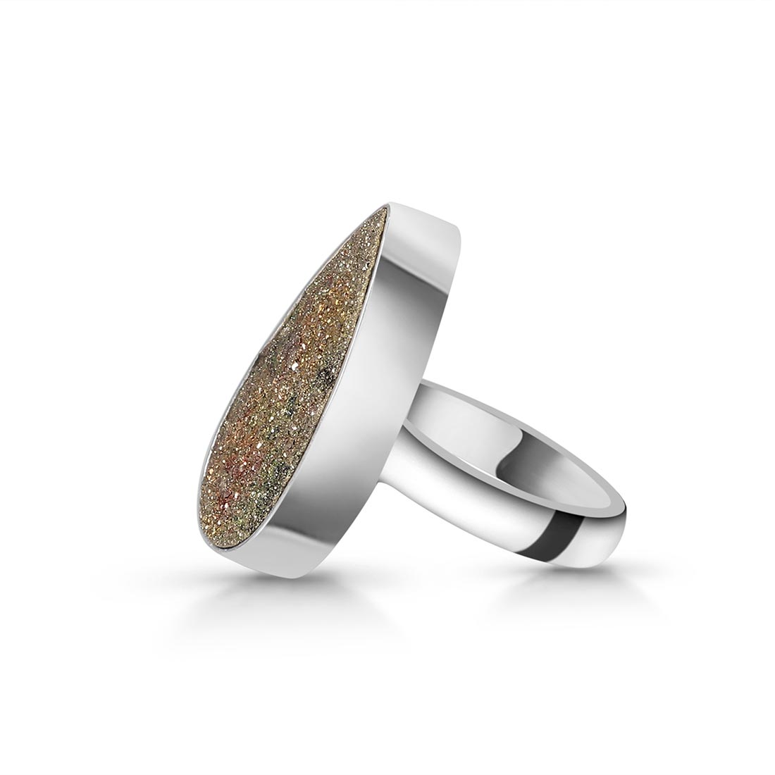Spectropyrite Druzy Adjustable Ring-(SPD-R-20)
