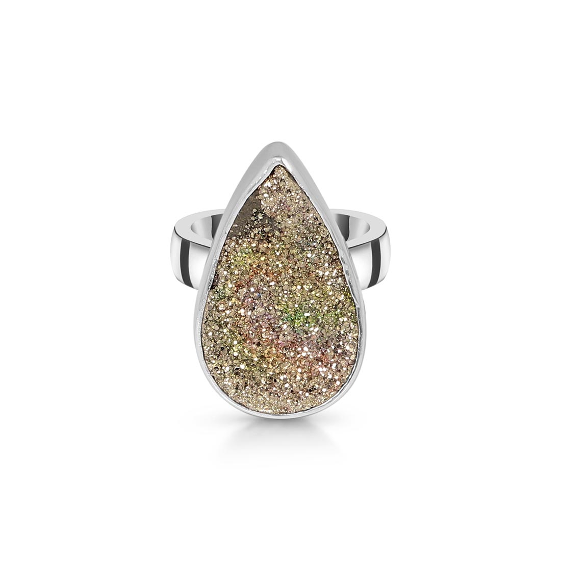 Spectropyrite Druzy Adjustable Ring-(SPD-R-22)