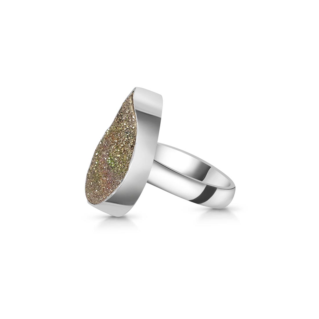 Spectropyrite Druzy Adjustable Ring-(SPD-R-22)