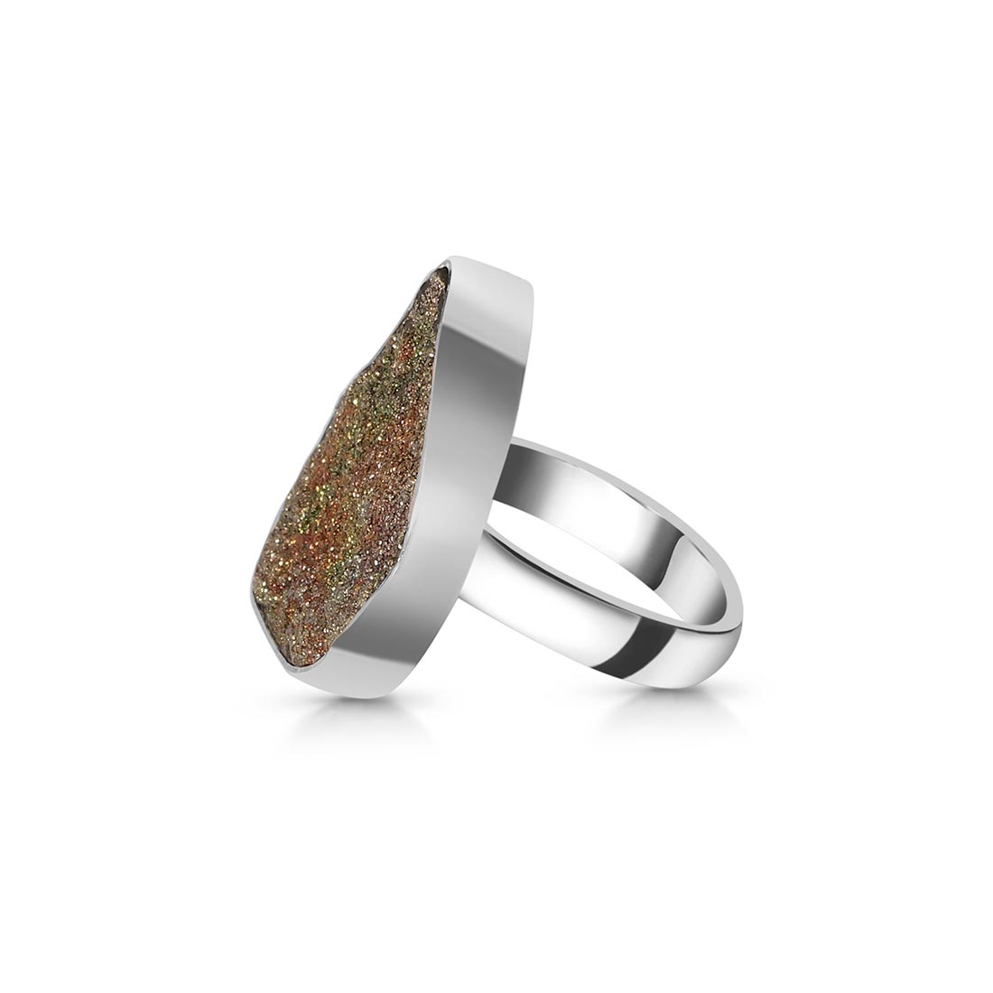 Spectropyrite Druzy Adjustable Ring-(SPD-R-24.)