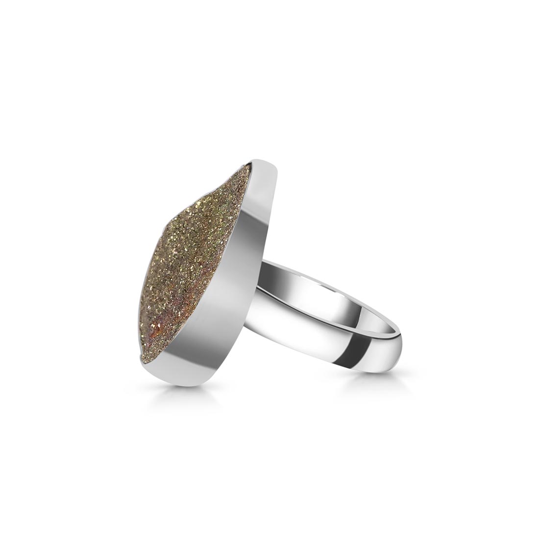 Spectropyrite Druzy Adjustable Ring-(SPD-R-25.)
