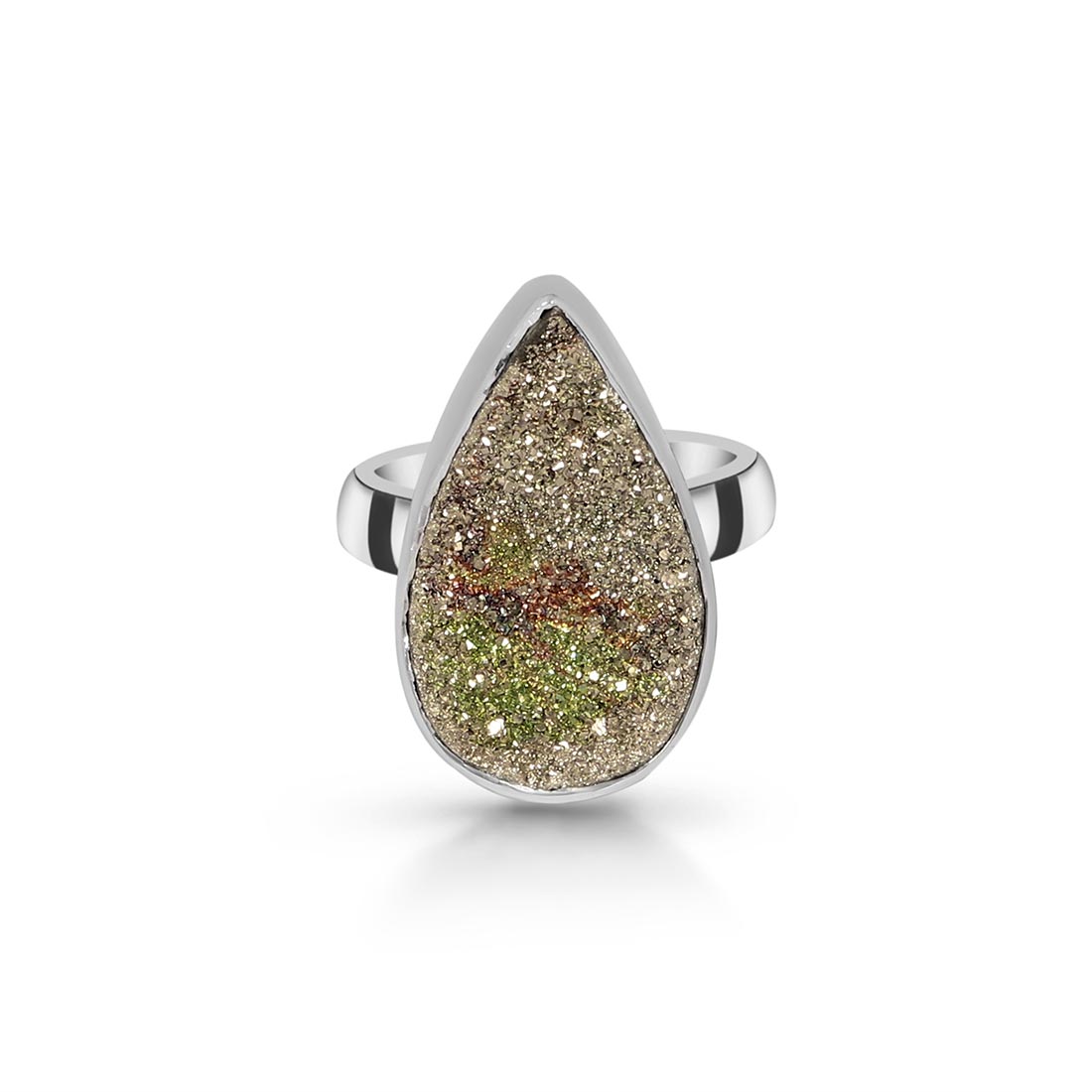 Spectropyrite Druzy Adjustable Ring-(SPD-R-28)
