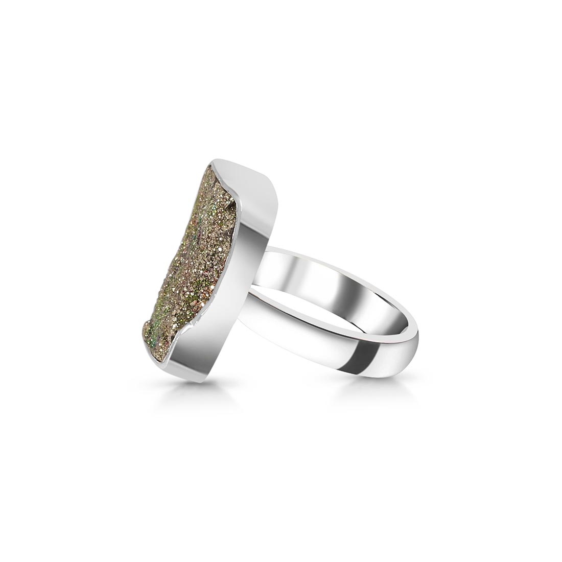 Spectropyrite Druzy Adjustable Ring-(SPD-R-29.)
