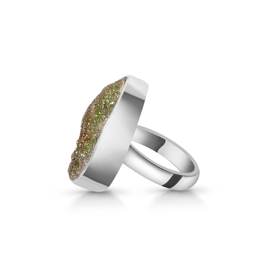 Spectropyrite Druzy Adjustable Ring-(SPD-R-30.)