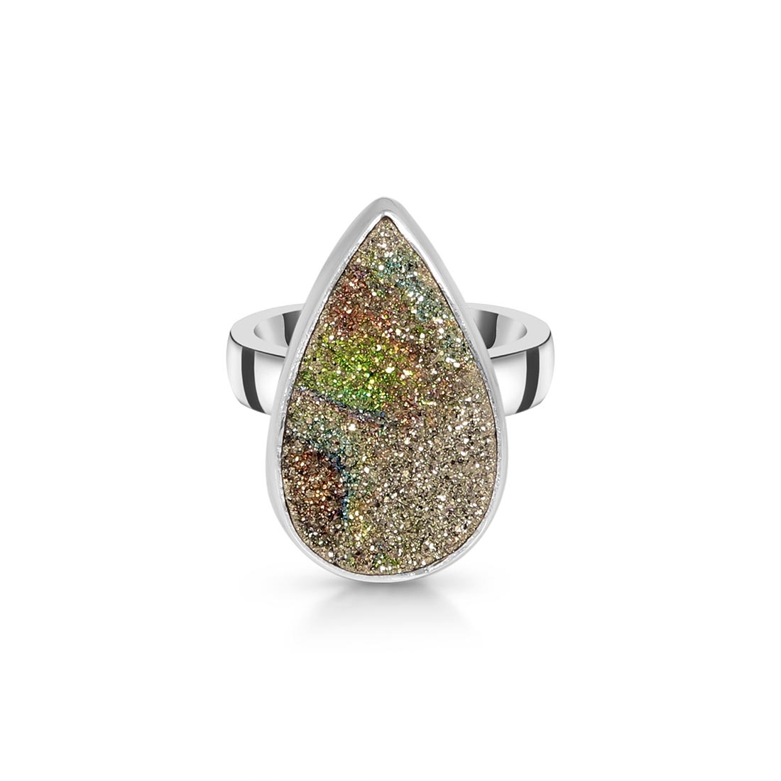 Spectropyrite Druzy Adjustable Ring-(SPD-R-31)