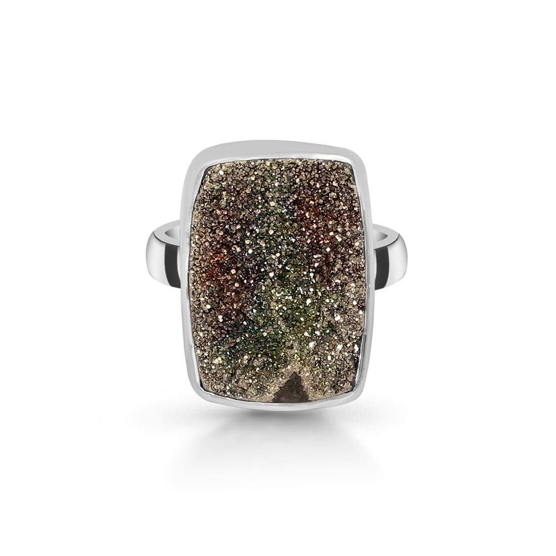 Spectropyrite Druzy Adjustable Ring-(SPD-R-35)