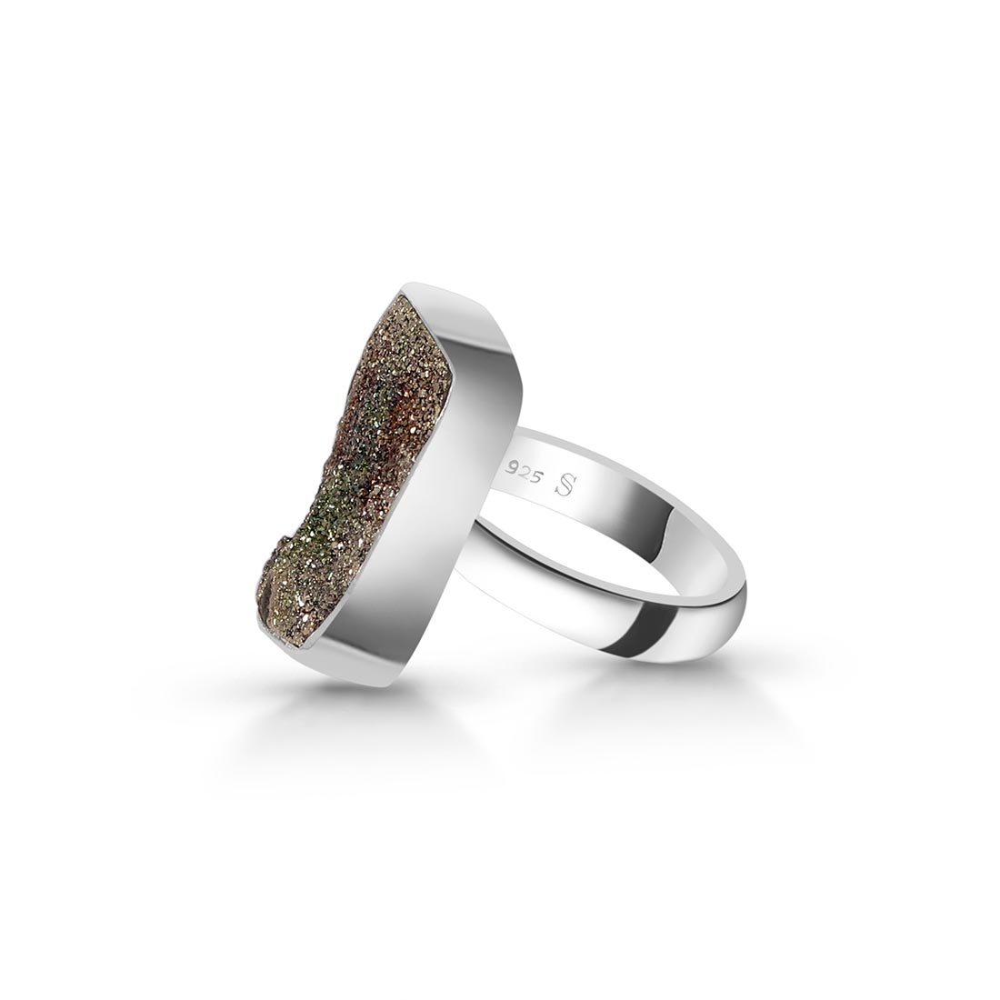 Spectropyrite Druzy Adjustable Ring-(SPD-R-35)