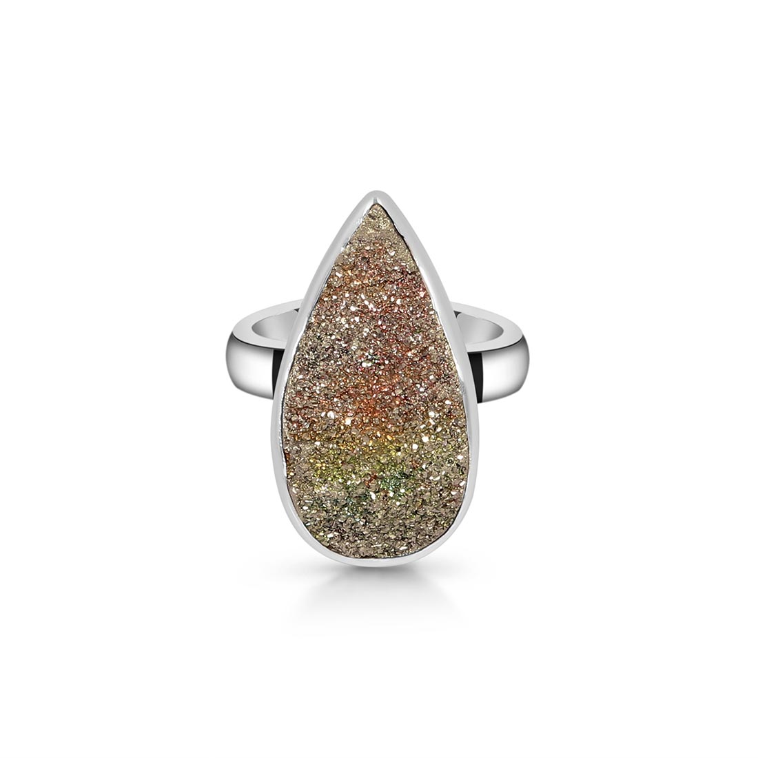 Spectropyrite Druzy Adjustable Ring-(SPD-R-36)