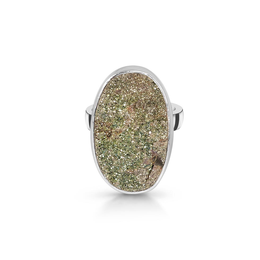 Spectropyrite Druzy Adjustable Ring-(SPD-R-37)