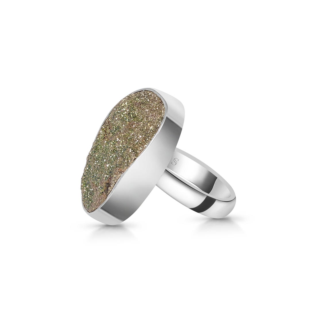 Spectropyrite Druzy Adjustable Ring-(SPD-R-37)